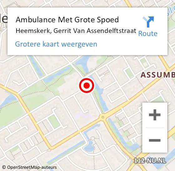 Locatie op kaart van de 112 melding: Ambulance Met Grote Spoed Naar Heemskerk, Gerrit Van Assendelftstraat op 19 januari 2018 22:19