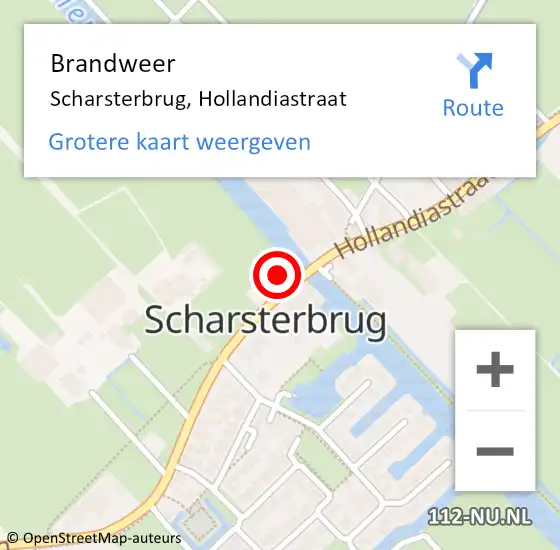 Locatie op kaart van de 112 melding: Brandweer Scharsterbrug, Hollandiastraat op 19 januari 2018 22:31