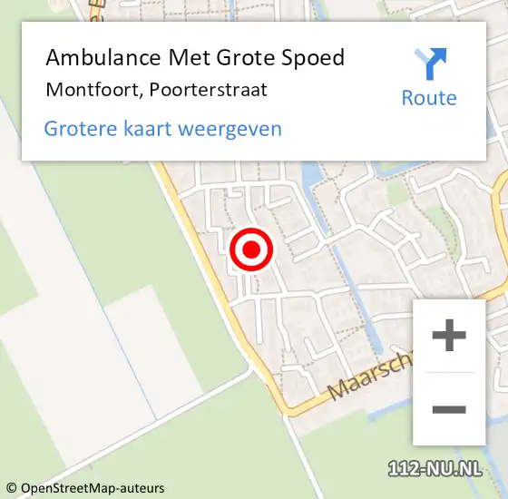 Locatie op kaart van de 112 melding: Ambulance Met Grote Spoed Naar Montfoort, Poorterstraat op 19 januari 2018 23:55