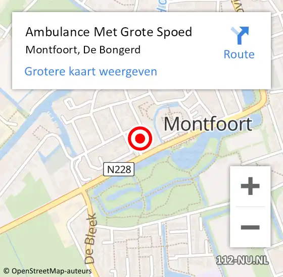 Locatie op kaart van de 112 melding: Ambulance Met Grote Spoed Naar Montfoort, De Bongerd op 20 januari 2018 01:31