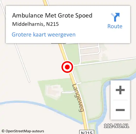 Locatie op kaart van de 112 melding: Ambulance Met Grote Spoed Naar Middelharnis, N215 op 20 januari 2018 01:59