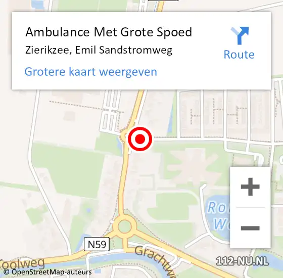 Locatie op kaart van de 112 melding: Ambulance Met Grote Spoed Naar Zierikzee, Emil Sandstromweg op 20 januari 2018 02:30