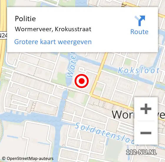 Locatie op kaart van de 112 melding: Politie Wormerveer, Krokusstraat op 20 januari 2018 03:03