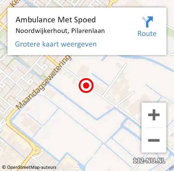 Locatie op kaart van de 112 melding: Ambulance Met Spoed Naar Noordwijkerhout, Pilarenlaan op 20 januari 2018 03:05