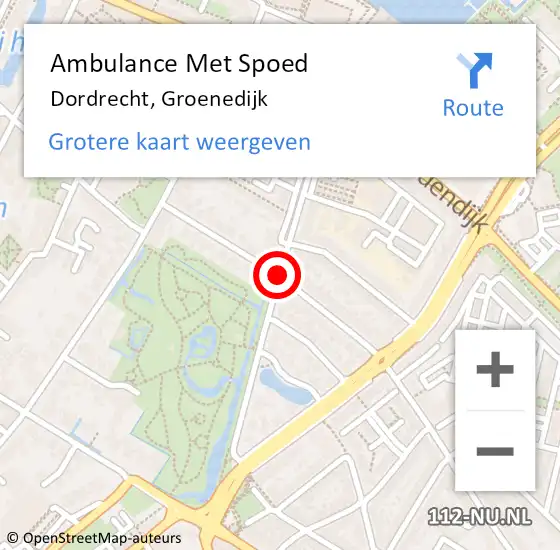 Locatie op kaart van de 112 melding: Ambulance Met Spoed Naar Dordrecht, Groenedijk op 20 januari 2018 03:18