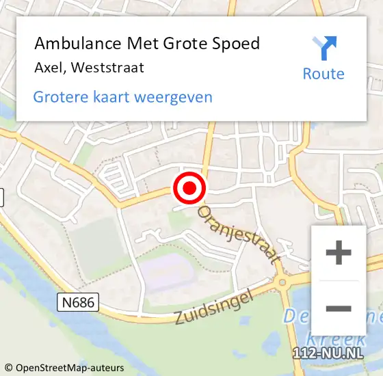 Locatie op kaart van de 112 melding: Ambulance Met Grote Spoed Naar Axel, Weststraat op 20 januari 2018 03:19