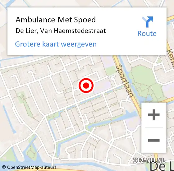 Locatie op kaart van de 112 melding: Ambulance Met Spoed Naar De Lier, Van Haemstedestraat op 20 januari 2018 04:17