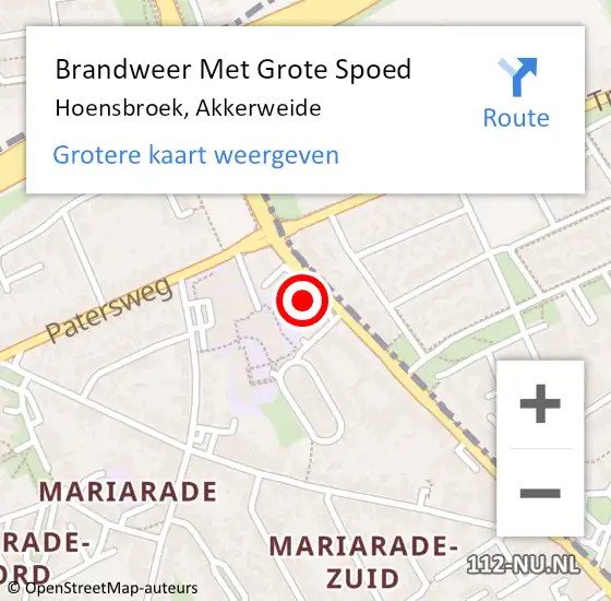 Locatie op kaart van de 112 melding: Brandweer Met Grote Spoed Naar Hoensbroek, Akkerweide op 20 januari 2018 04:50