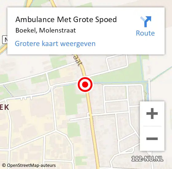 Locatie op kaart van de 112 melding: Ambulance Met Grote Spoed Naar Boekel, Molenstraat op 20 januari 2018 06:22