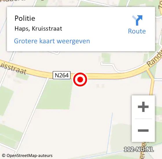 Locatie op kaart van de 112 melding: Politie Haps, Kruisstraat op 20 januari 2018 07:02