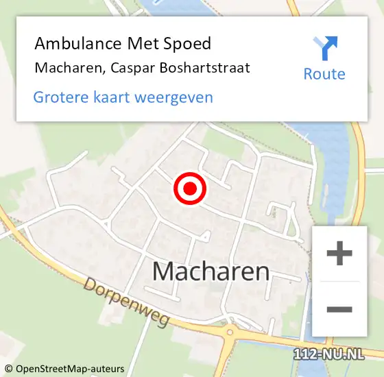 Locatie op kaart van de 112 melding: Ambulance Met Spoed Naar Macharen, Caspar Boshartstraat op 20 januari 2018 07:14