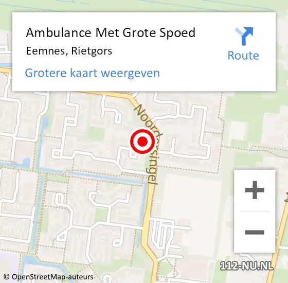 Locatie op kaart van de 112 melding: Ambulance Met Grote Spoed Naar Eemnes, Rietgors op 20 januari 2018 07:54