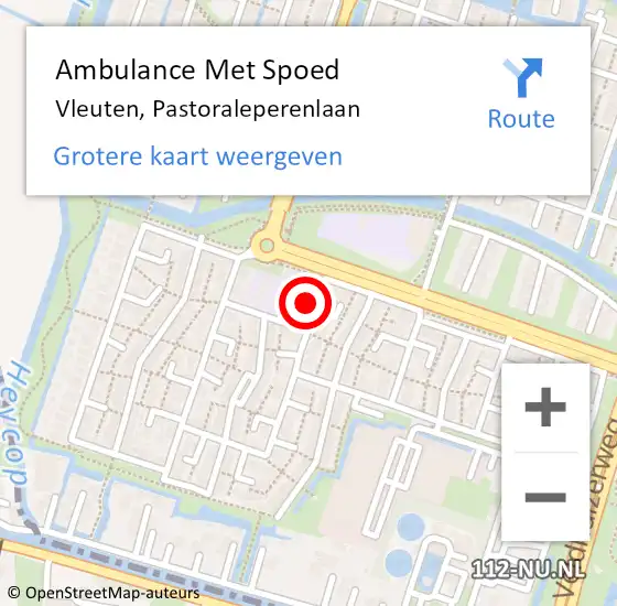 Locatie op kaart van de 112 melding: Ambulance Met Spoed Naar Vleuten, Pastoraleperenlaan op 13 februari 2014 18:15