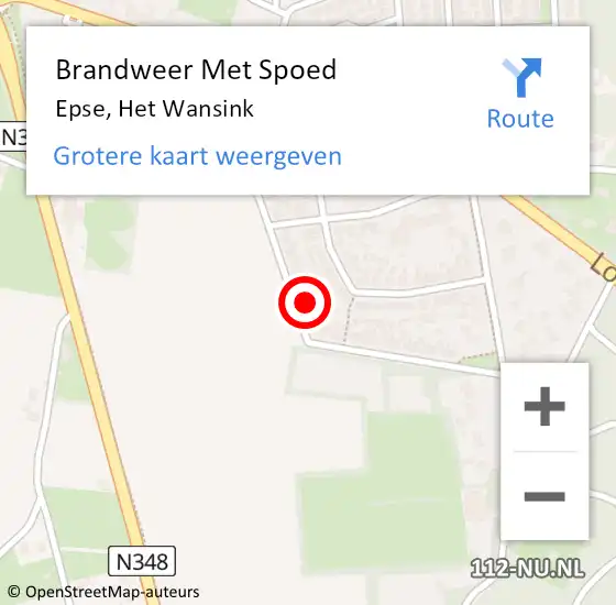 Locatie op kaart van de 112 melding: Brandweer Met Spoed Naar Epse, Het Wansink op 20 januari 2018 09:04