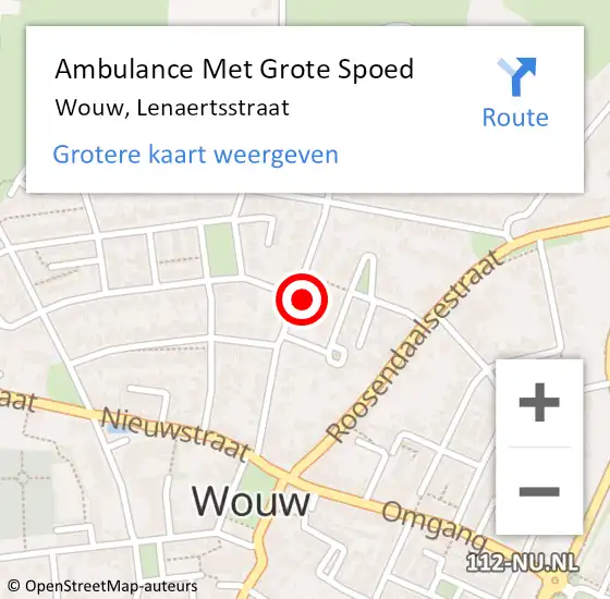 Locatie op kaart van de 112 melding: Ambulance Met Grote Spoed Naar Wouw, Lenaertsstraat op 20 januari 2018 09:07
