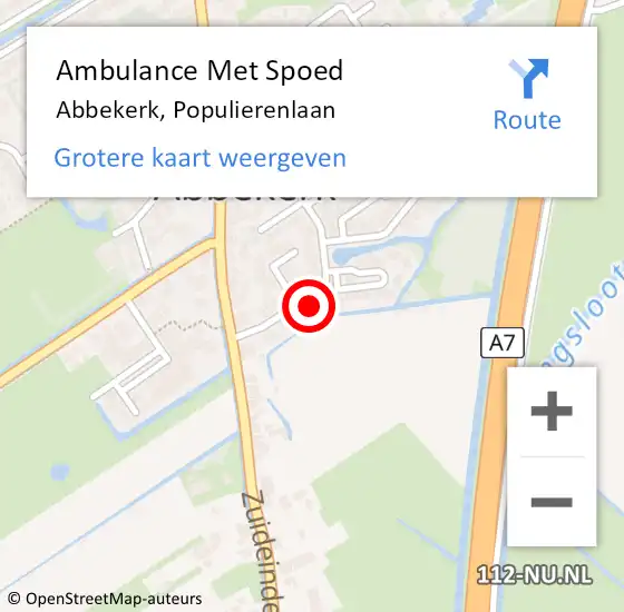 Locatie op kaart van de 112 melding: Ambulance Met Spoed Naar Abbekerk, Populierenlaan op 20 januari 2018 09:27