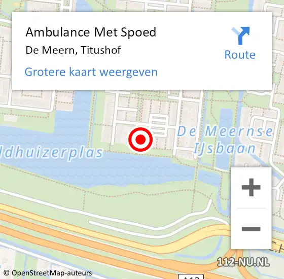 Locatie op kaart van de 112 melding: Ambulance Met Spoed Naar De Meern, Titushof op 20 januari 2018 09:41