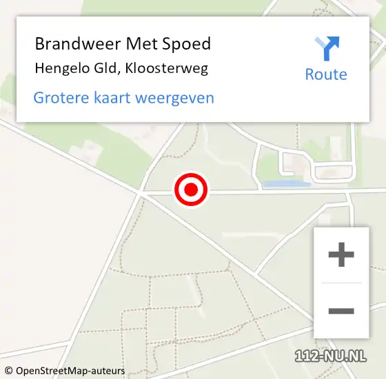 Locatie op kaart van de 112 melding: Brandweer Met Spoed Naar Hengelo Gld, Kloosterweg op 20 januari 2018 09:47