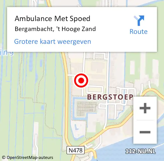 Locatie op kaart van de 112 melding: Ambulance Met Spoed Naar Bergambacht, 't Hooge Zand op 20 januari 2018 10:13