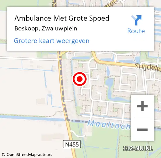 Locatie op kaart van de 112 melding: Ambulance Met Grote Spoed Naar Boskoop, Zwaluwplein op 20 januari 2018 10:43