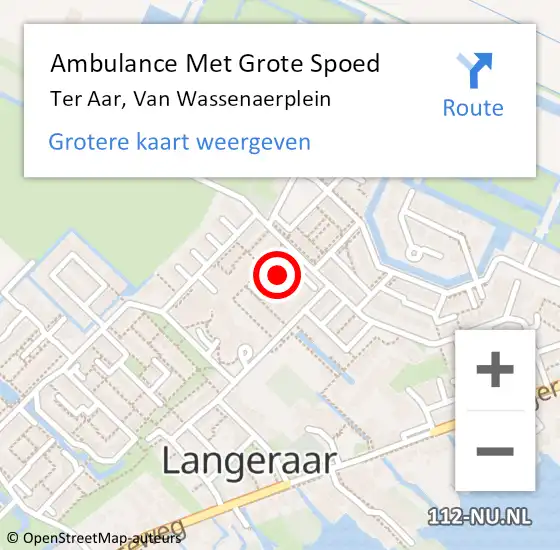 Locatie op kaart van de 112 melding: Ambulance Met Grote Spoed Naar Ter Aar, Van Wassenaerplein op 20 januari 2018 11:25