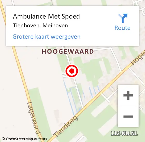 Locatie op kaart van de 112 melding: Ambulance Met Spoed Naar Tienhoven, Meihoven op 20 januari 2018 11:56