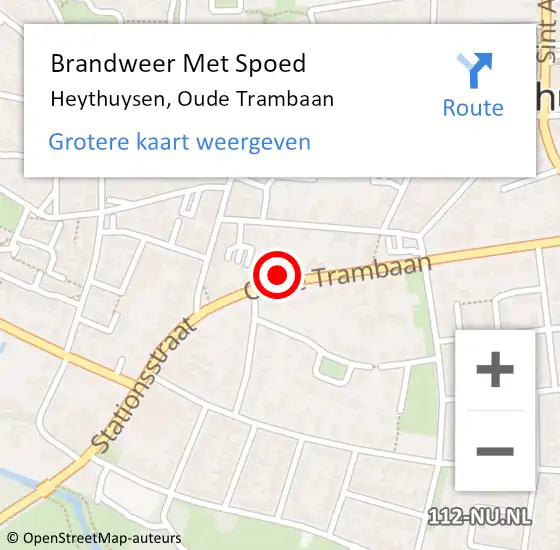 Locatie op kaart van de 112 melding: Brandweer Met Spoed Naar Heythuysen, Oude Trambaan op 20 januari 2018 12:02