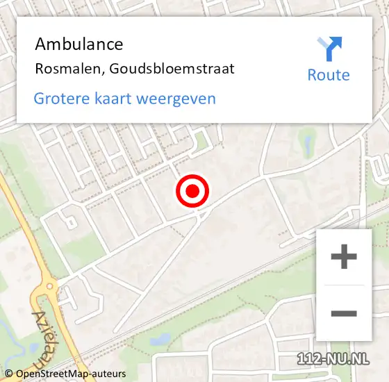 Locatie op kaart van de 112 melding: Ambulance Rosmalen, Goudsbloemstraat op 20 januari 2018 12:05