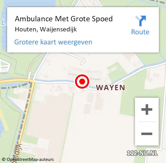 Locatie op kaart van de 112 melding: Ambulance Met Grote Spoed Naar Houten, Waijensedijk op 20 januari 2018 12:08