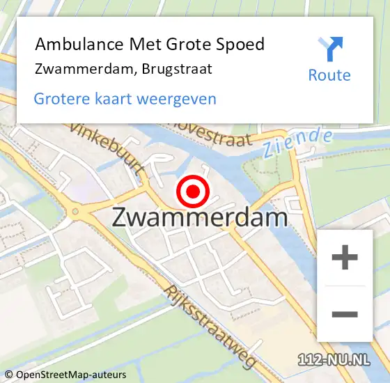 Locatie op kaart van de 112 melding: Ambulance Met Grote Spoed Naar Zwammerdam, Brugstraat op 20 januari 2018 12:22