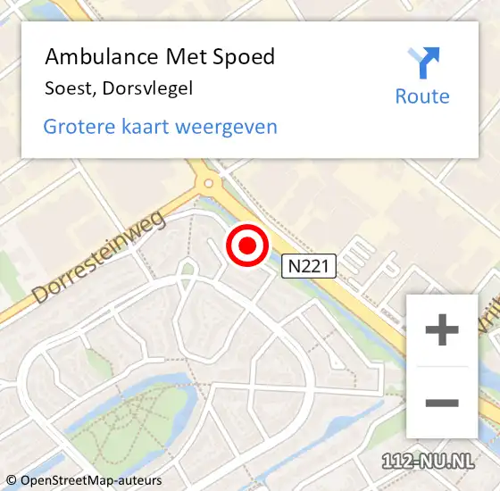 Locatie op kaart van de 112 melding: Ambulance Met Spoed Naar Soest, Dorsvlegel op 20 januari 2018 12:26