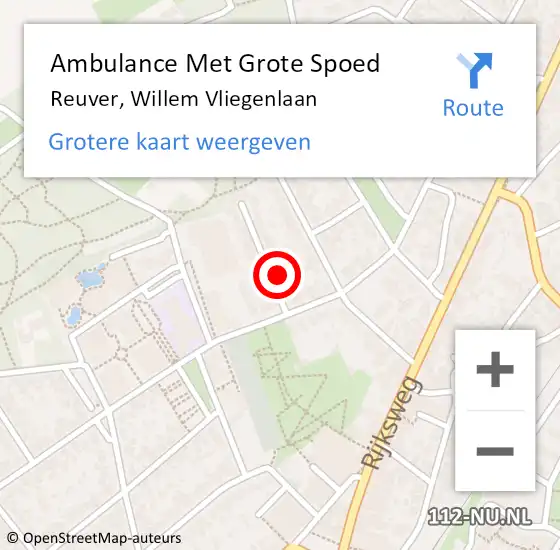 Locatie op kaart van de 112 melding: Ambulance Met Grote Spoed Naar Reuver, Willem Vliegenlaan op 20 januari 2018 12:52