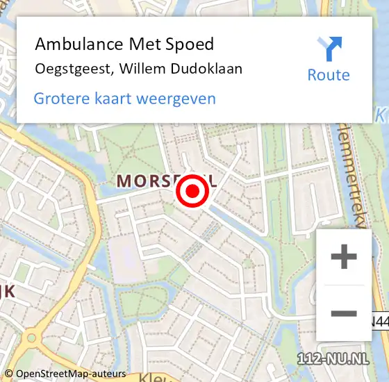 Locatie op kaart van de 112 melding: Ambulance Met Spoed Naar Oegstgeest, Willem Dudoklaan op 20 januari 2018 13:57
