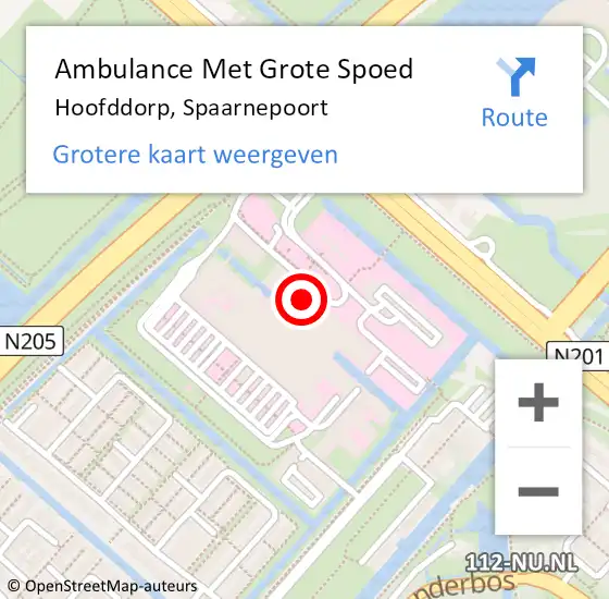 Locatie op kaart van de 112 melding: Ambulance Met Grote Spoed Naar Hoofddorp, Spaarnepoort op 20 januari 2018 14:15