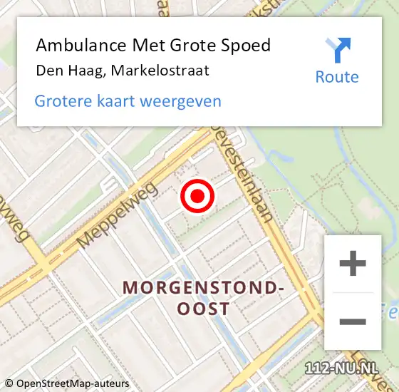 Locatie op kaart van de 112 melding: Ambulance Met Grote Spoed Naar Den Haag, Markelostraat op 20 januari 2018 14:19
