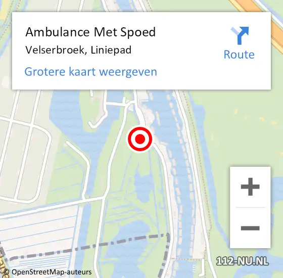 Locatie op kaart van de 112 melding: Ambulance Met Spoed Naar Velserbroek, Liniepad op 20 januari 2018 15:03