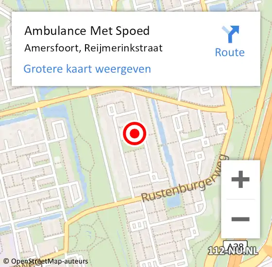 Locatie op kaart van de 112 melding: Ambulance Met Spoed Naar Amersfoort, Reijmerinkstraat op 20 januari 2018 15:12