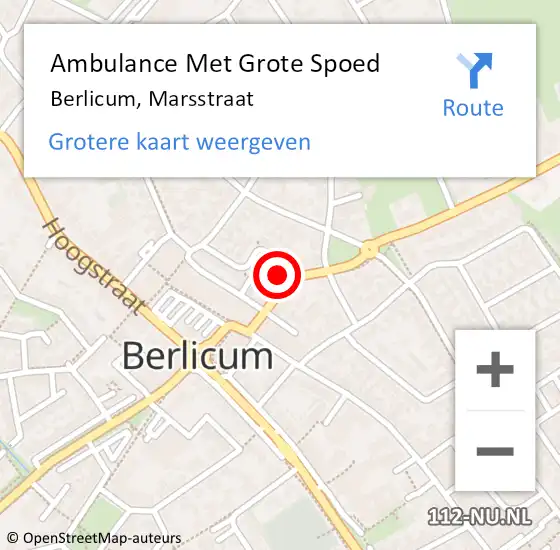 Locatie op kaart van de 112 melding: Ambulance Met Grote Spoed Naar Berlicum, Marsstraat op 20 januari 2018 15:39