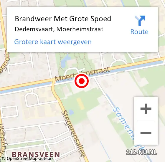 Locatie op kaart van de 112 melding: Brandweer Met Grote Spoed Naar Dedemsvaart, Moerheimstraat op 20 januari 2018 16:01