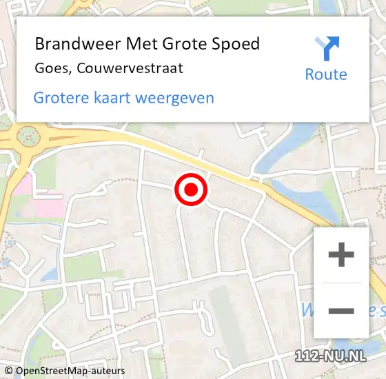 Locatie op kaart van de 112 melding: Brandweer Met Grote Spoed Naar Goes, Couwervestraat op 20 januari 2018 16:06