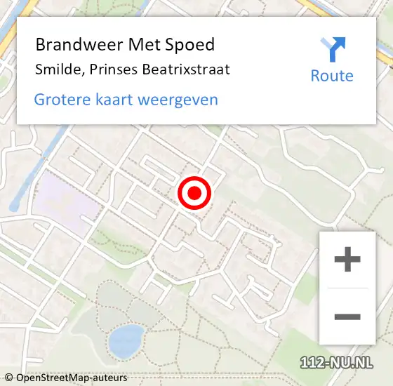 Locatie op kaart van de 112 melding: Brandweer Met Spoed Naar Smilde, Prinses Beatrixstraat op 20 januari 2018 17:12