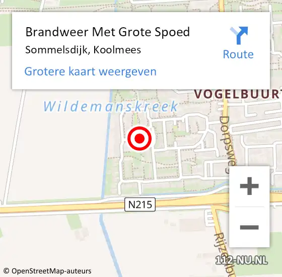 Locatie op kaart van de 112 melding: Brandweer Met Grote Spoed Naar Sommelsdijk, Koolmees op 20 januari 2018 17:30