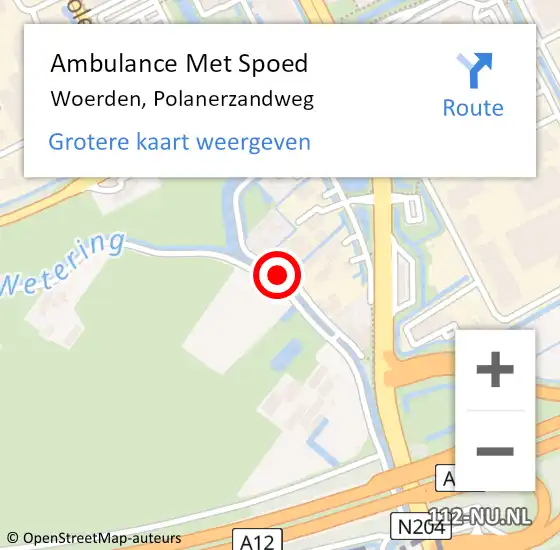 Locatie op kaart van de 112 melding: Ambulance Met Spoed Naar Woerden, Polanerzandweg op 22 september 2013 12:22