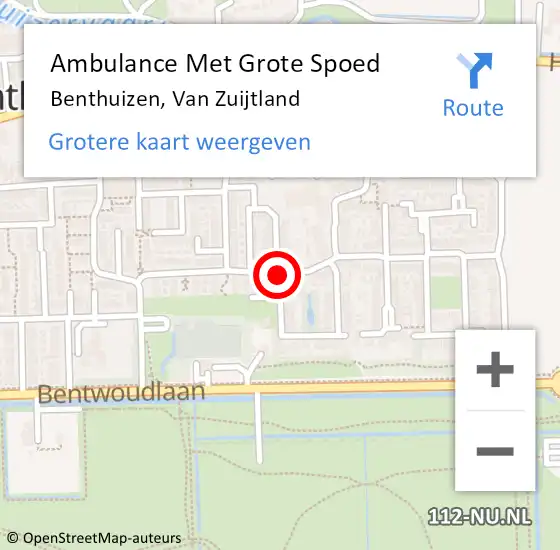 Locatie op kaart van de 112 melding: Ambulance Met Grote Spoed Naar Benthuizen, Van Zuijtland op 20 januari 2018 17:46