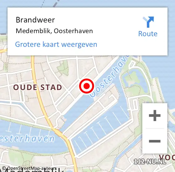 Locatie op kaart van de 112 melding: Brandweer Medemblik, Oosterhaven op 20 januari 2018 18:20