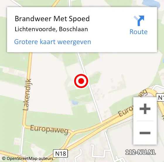 Locatie op kaart van de 112 melding: Brandweer Met Spoed Naar Lichtenvoorde, Boschlaan op 20 januari 2018 18:29