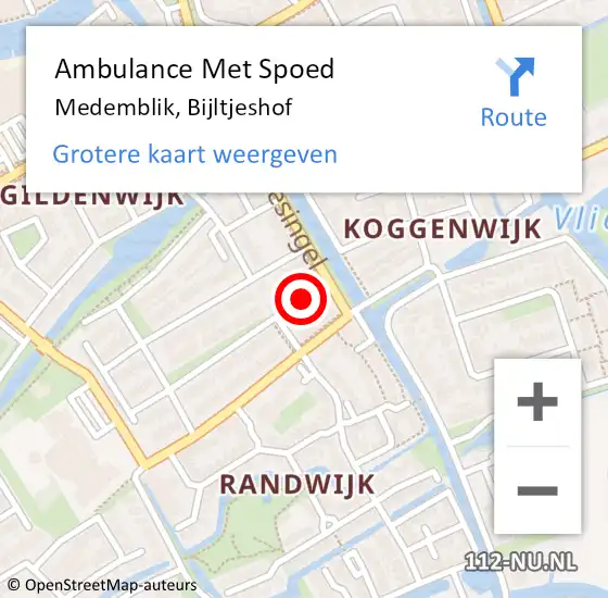 Locatie op kaart van de 112 melding: Ambulance Met Spoed Naar Medemblik, Bijltjeshof op 20 januari 2018 18:46