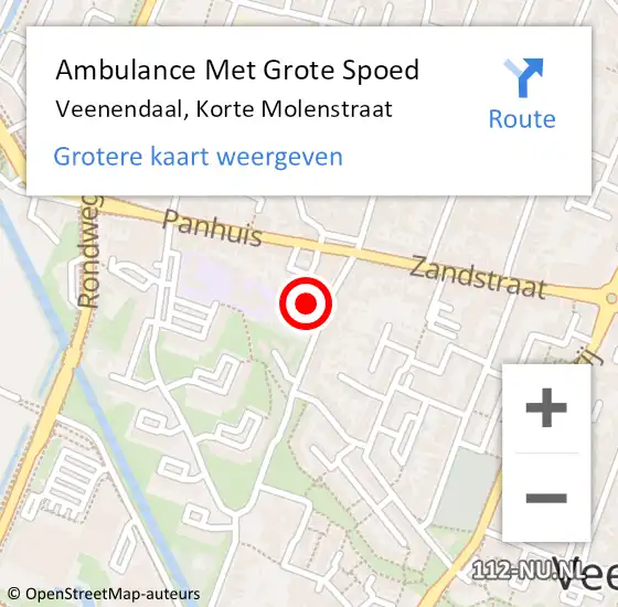 Locatie op kaart van de 112 melding: Ambulance Met Grote Spoed Naar Veenendaal, Korte Molenstraat op 20 januari 2018 18:46