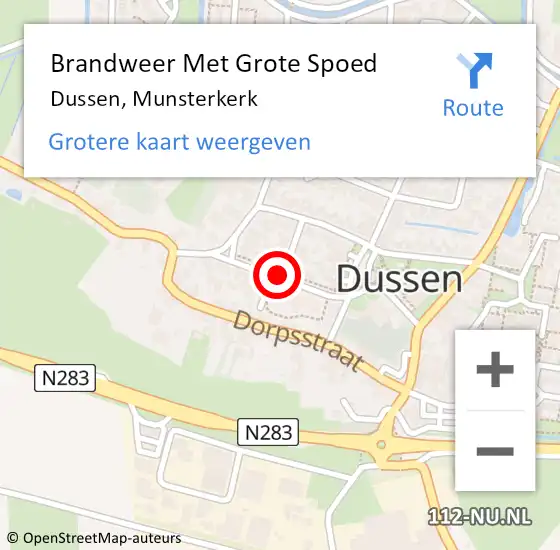 Locatie op kaart van de 112 melding: Brandweer Met Grote Spoed Naar Dussen, Munsterkerk op 20 januari 2018 19:07