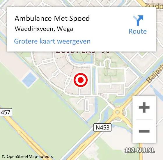 Locatie op kaart van de 112 melding: Ambulance Met Spoed Naar Waddinxveen, Wega op 20 januari 2018 19:10